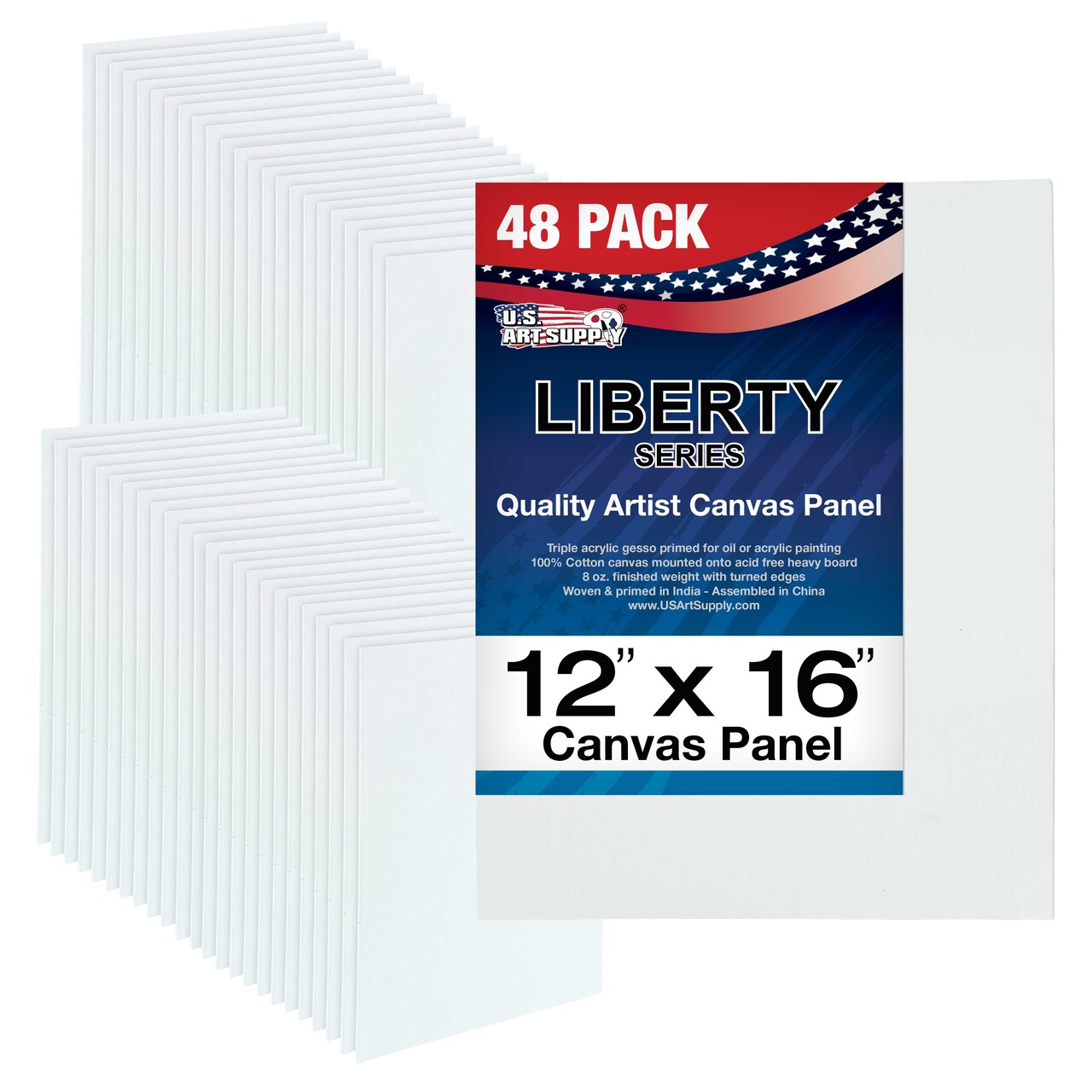 12 X 16 Inch Professional Art Canvas Board Panels 48 Pack - 8 Ounce Heavyweight Cotton Acid Free Canvases for Painting Acrylics and Watercolor (1 Case of 48 Single Canvas Painting Panels)
